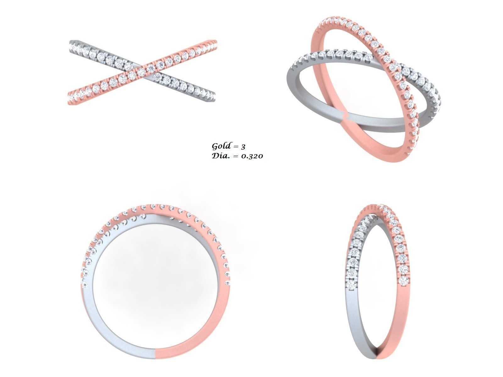  Engagement Wedding Solitaire Double Band Ring 3D print model_3