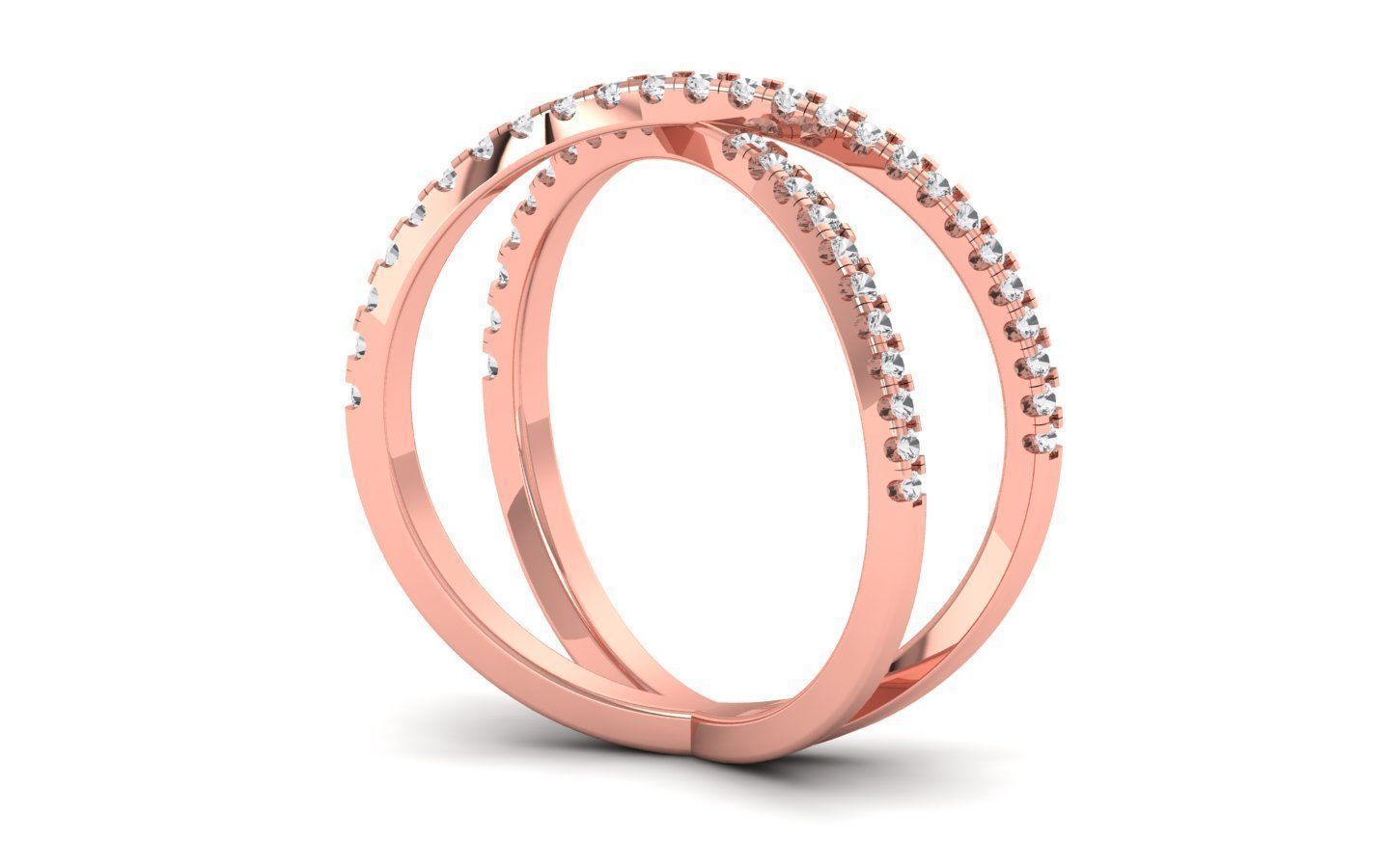  Engagement Wedding Solitaire Double Band Ring 3D print model_1