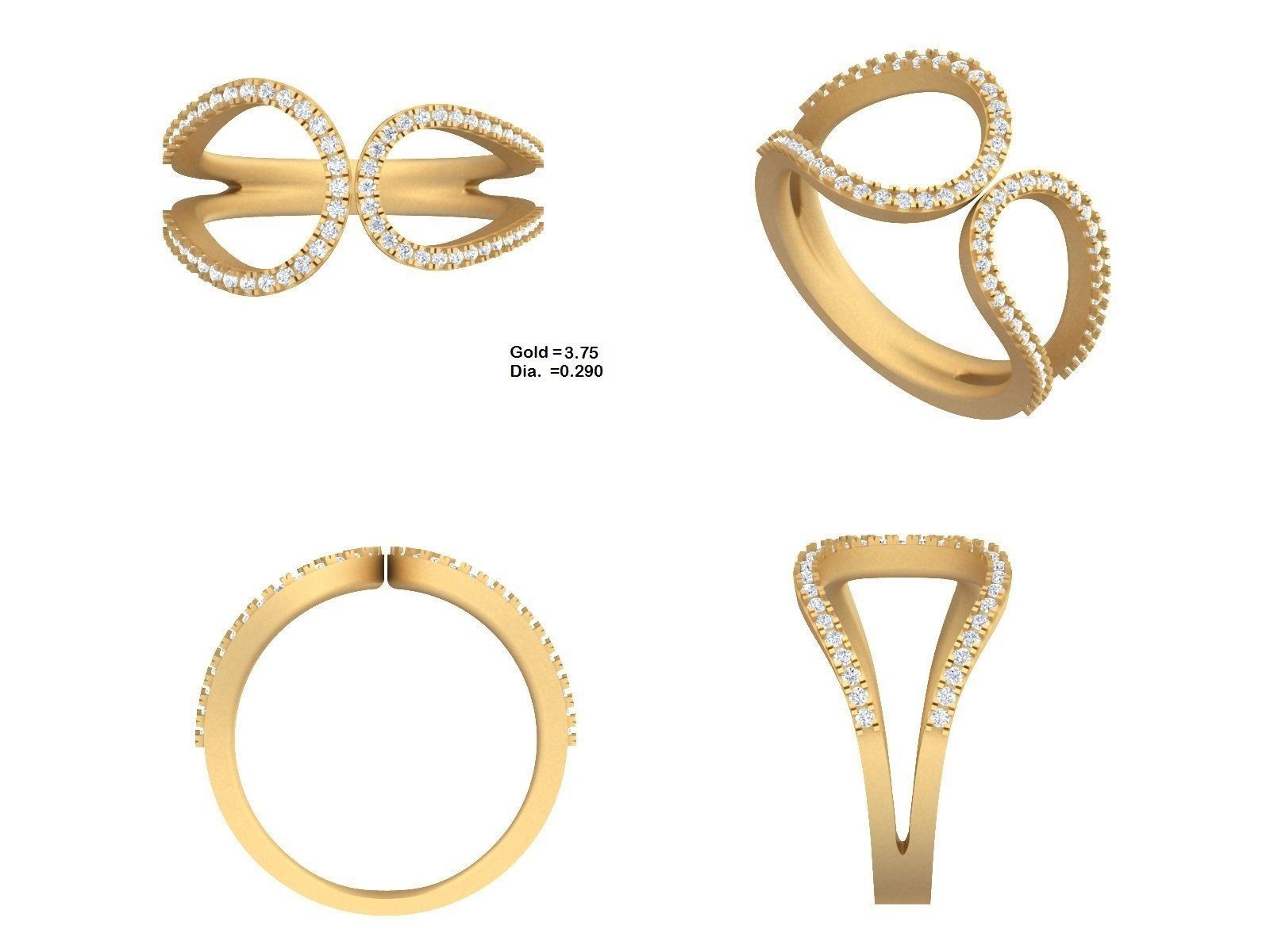  Engagement Wedding Solitaire Double Band Ring 3D print model_3