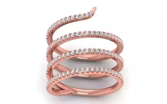  Engagement Wedding Solitaire Four Band Ring 3D print model