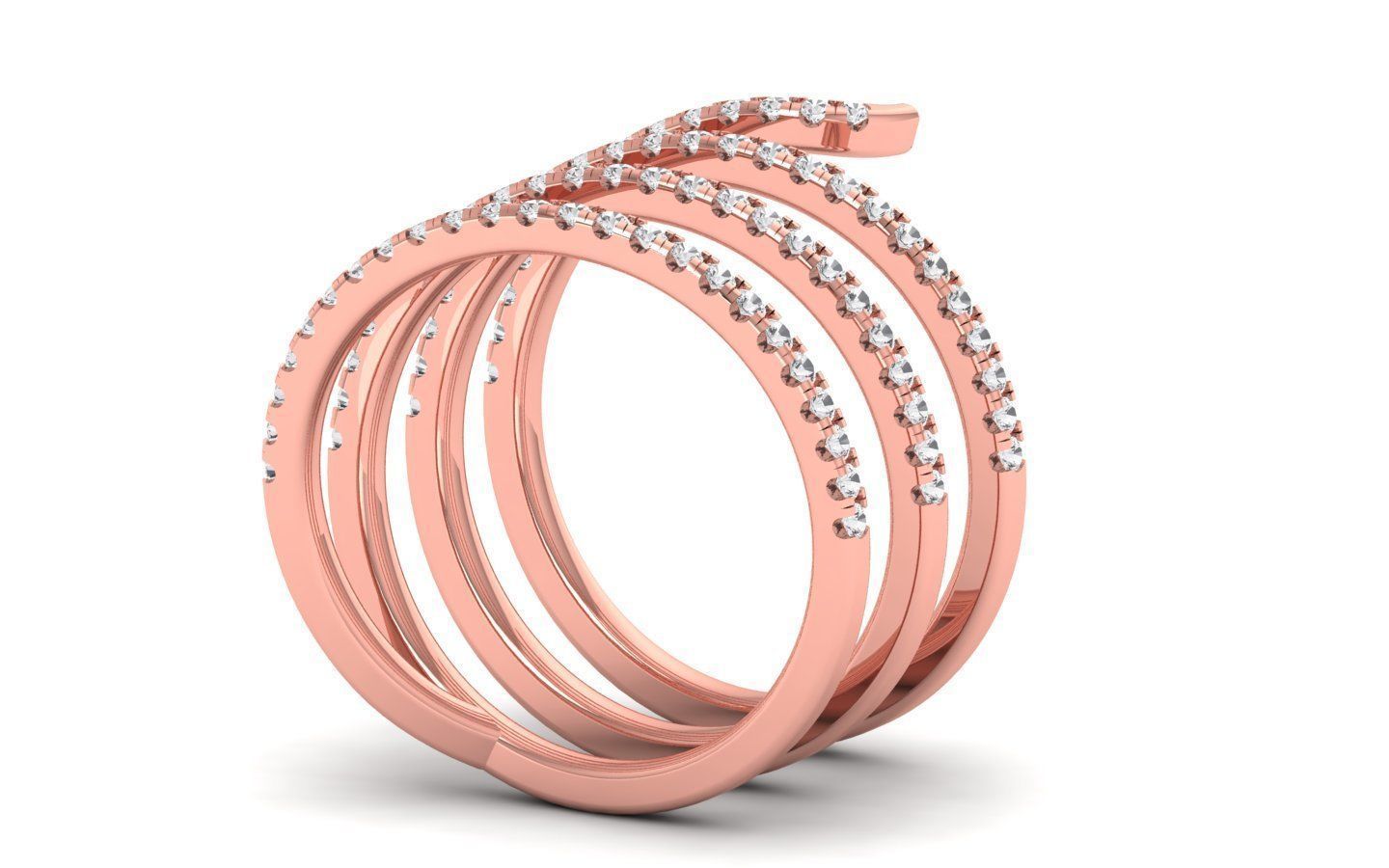  Engagement Wedding Solitaire Four Band Ring 3D print model_1