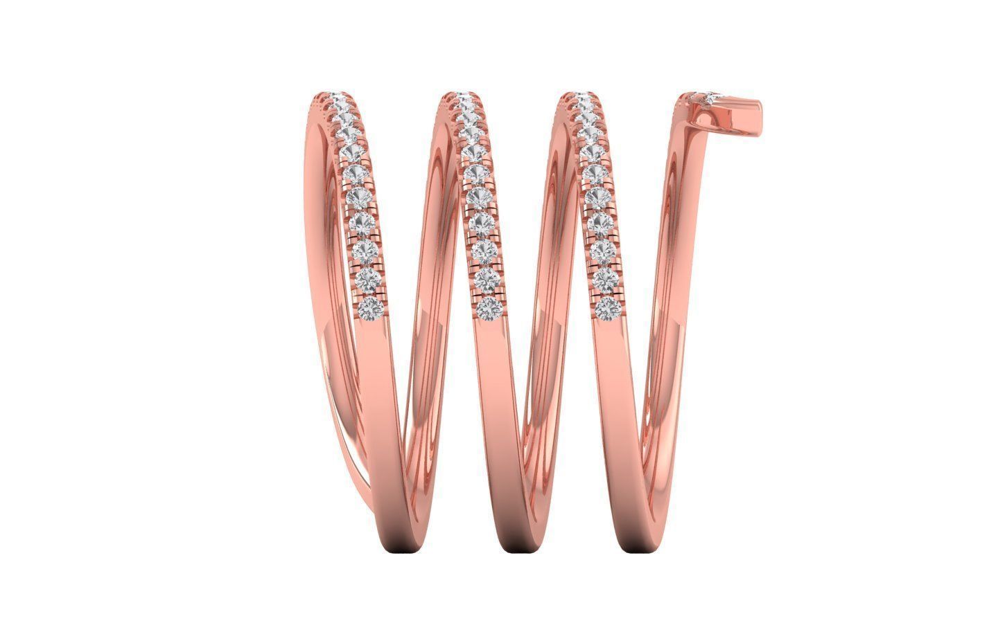  Engagement Wedding Solitaire Four Band Ring 3D print model_2