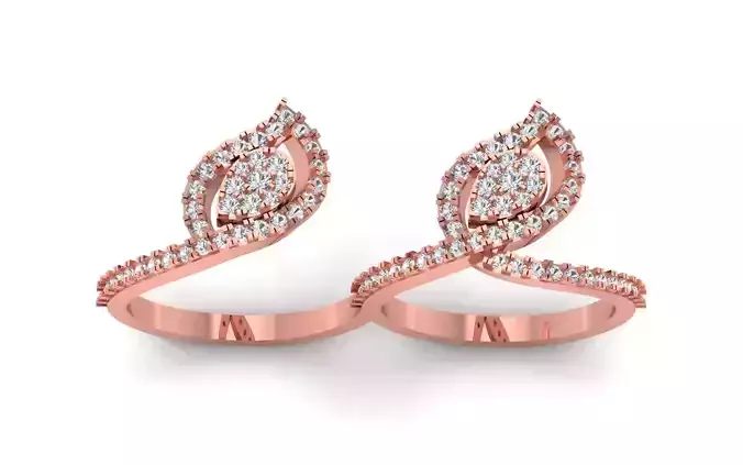  Engagement Wedding Solitaire Two Finger Ring 3D print model