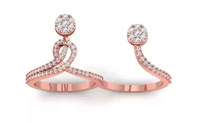  Engagement Wedding Solitaire Two Finger Ring 3D print model