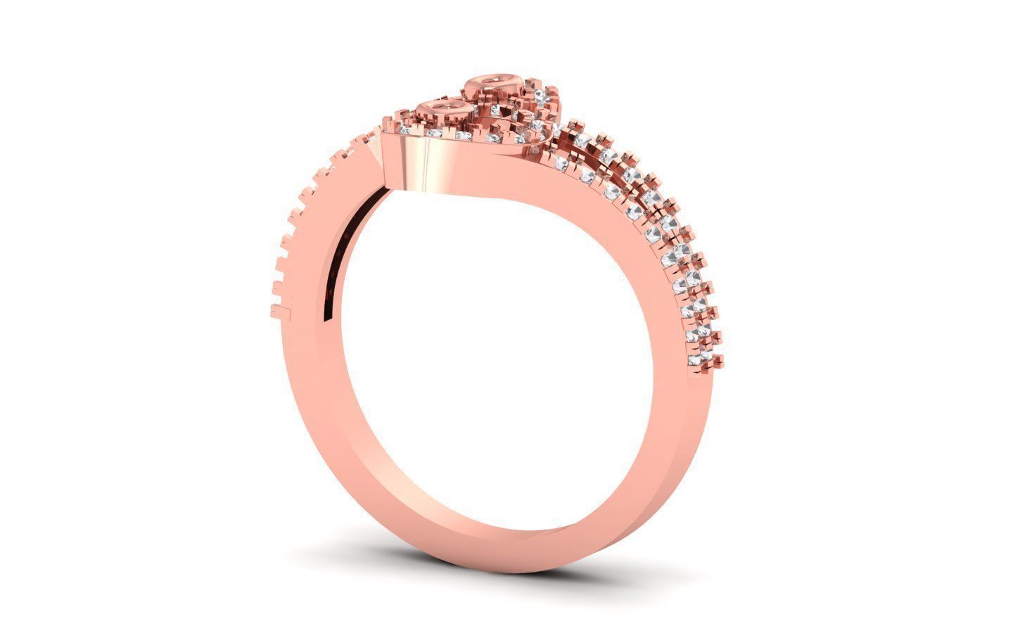  Engagement Wedding Solitaire Double Band Ring 3D print model_2