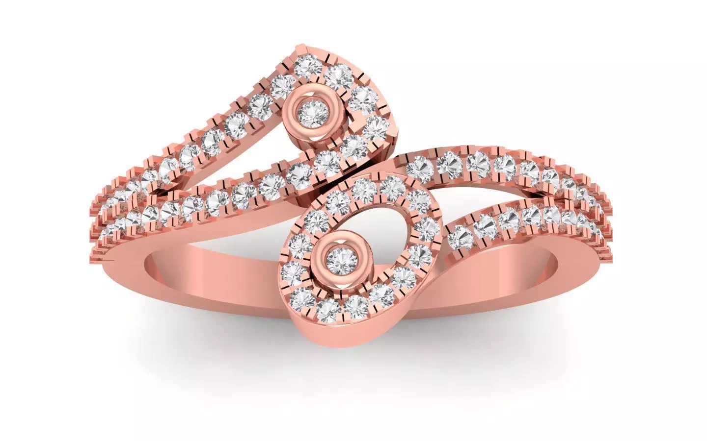  Engagement Wedding Solitaire Double Band Ring 3D print model_0