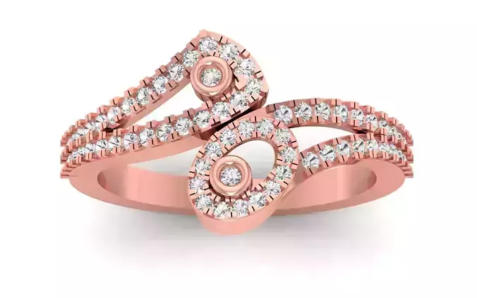  Engagement Wedding Solitaire Double Band Ring 3D print model