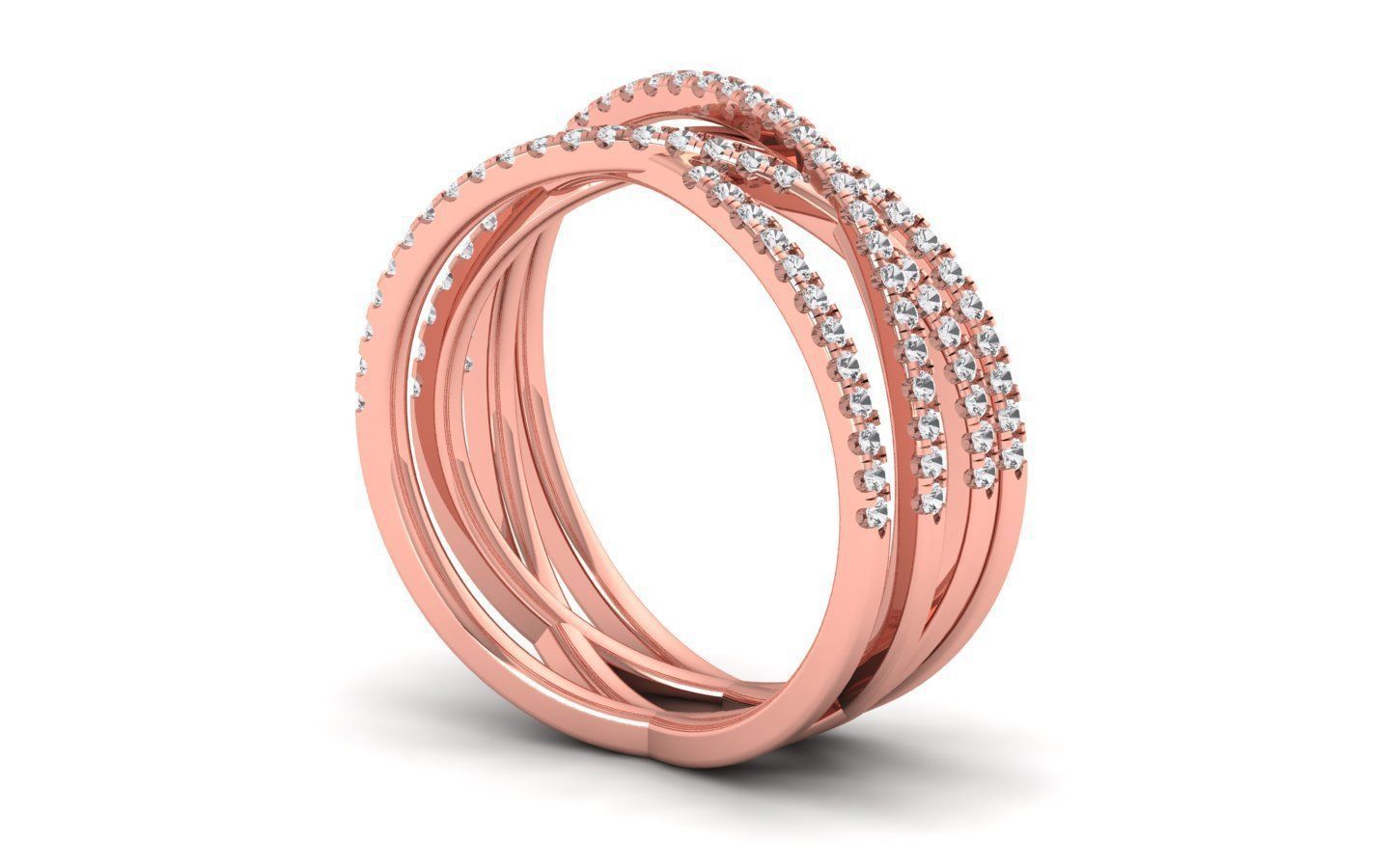  Engagement Wedding Solitaire Four Band Ring 3D print model_2