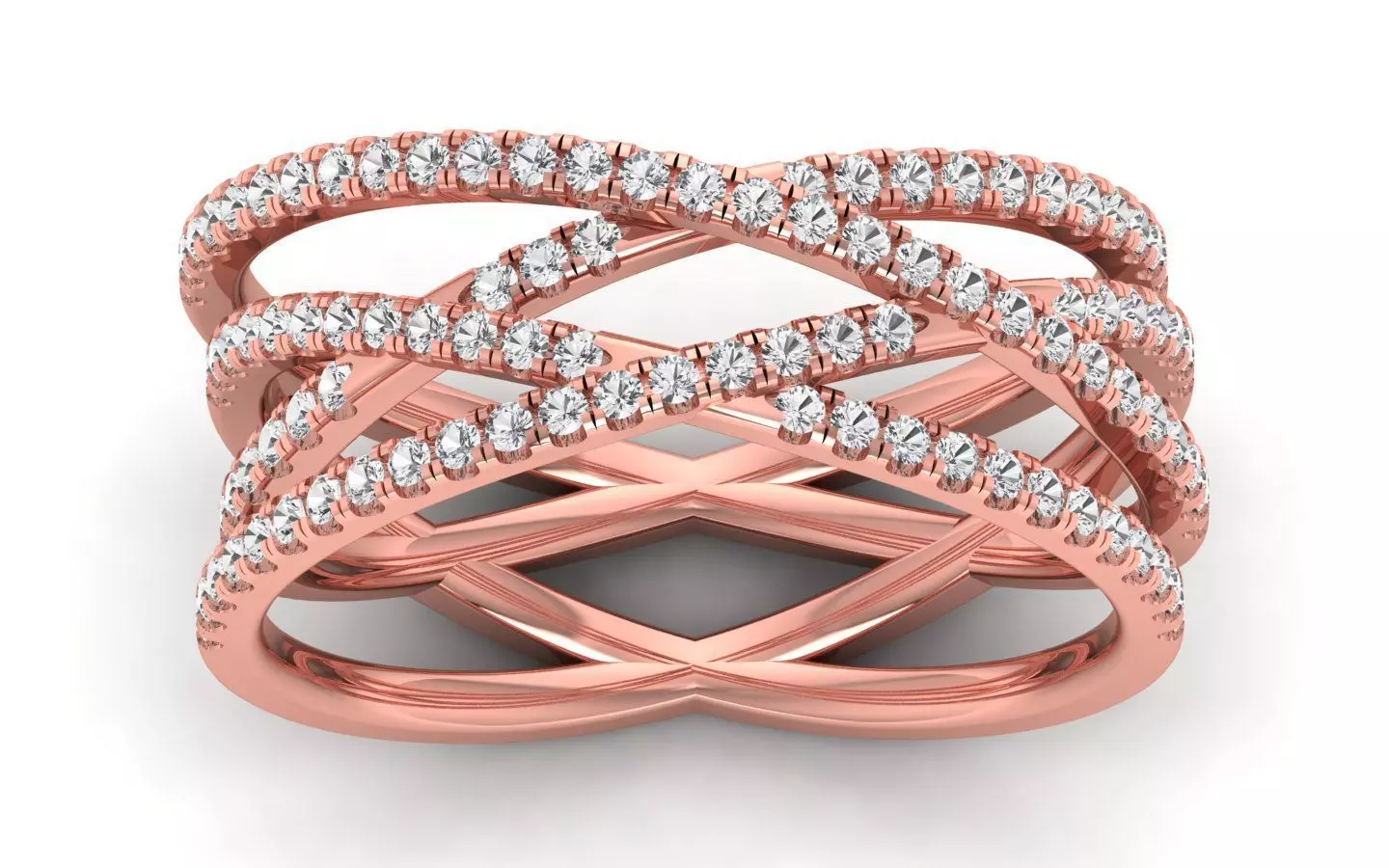  Engagement Wedding Solitaire Four Band Ring 3D print model_0