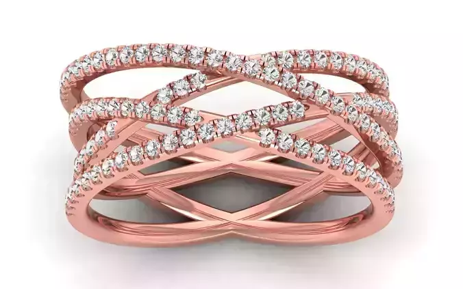  Engagement Wedding Solitaire Four Band Ring 3D print model