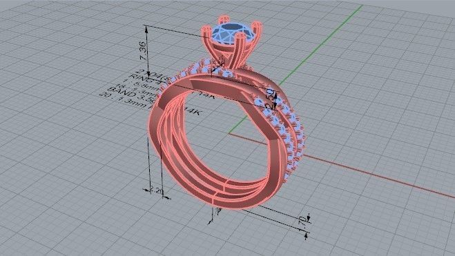 Textured Ring with Band 2104 3D print model 3D print model_5