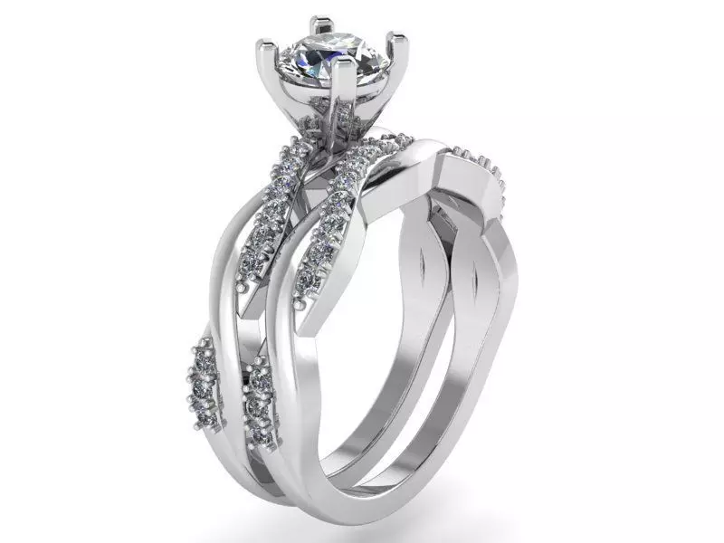 Textured Ring with Band 2104 3D print model 3D print model_0