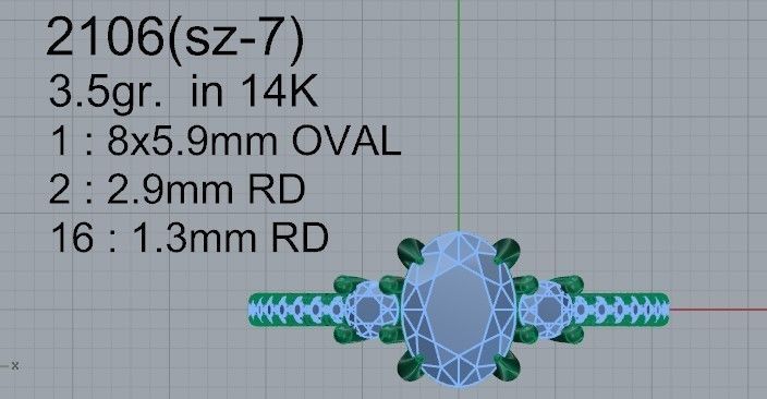 3-Stone Diamond ring 2106 3D print model 3D print model_4