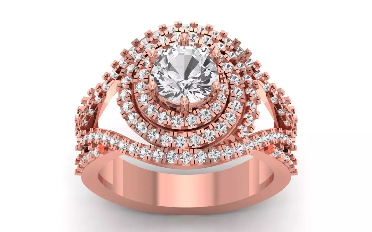  Engagement Wedding Solitaire Double Band Ring 3D print model_0