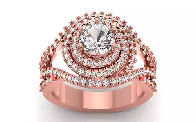  Engagement Wedding Solitaire Double Band Ring 3D print model