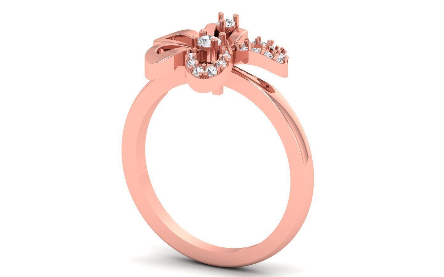  Engagement Wedding Solitaire Flower  Ring 3D print model_2