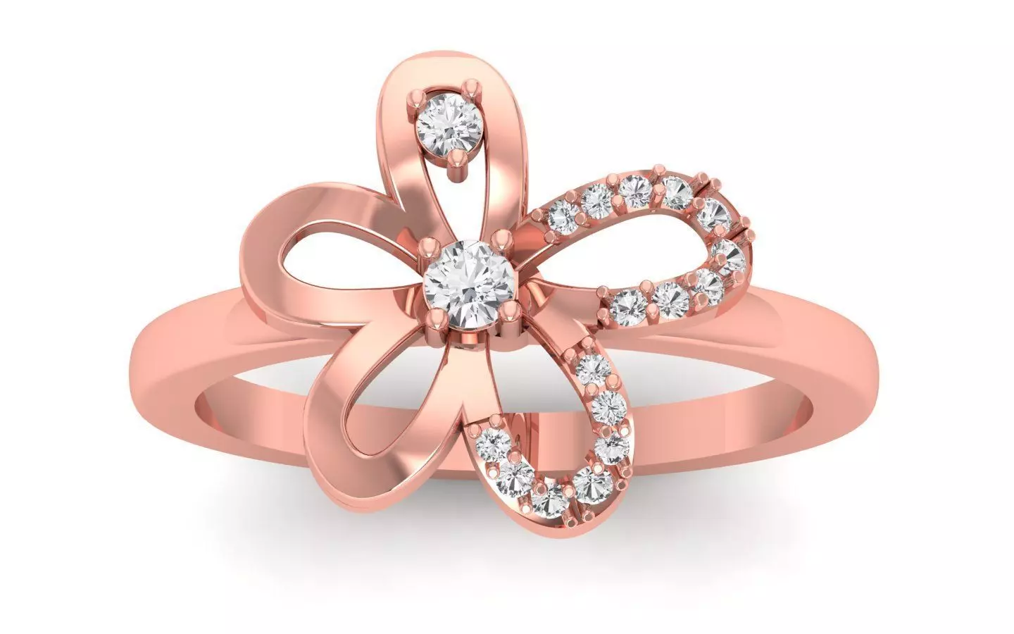  Engagement Wedding Solitaire Flower  Ring 3D print model_0