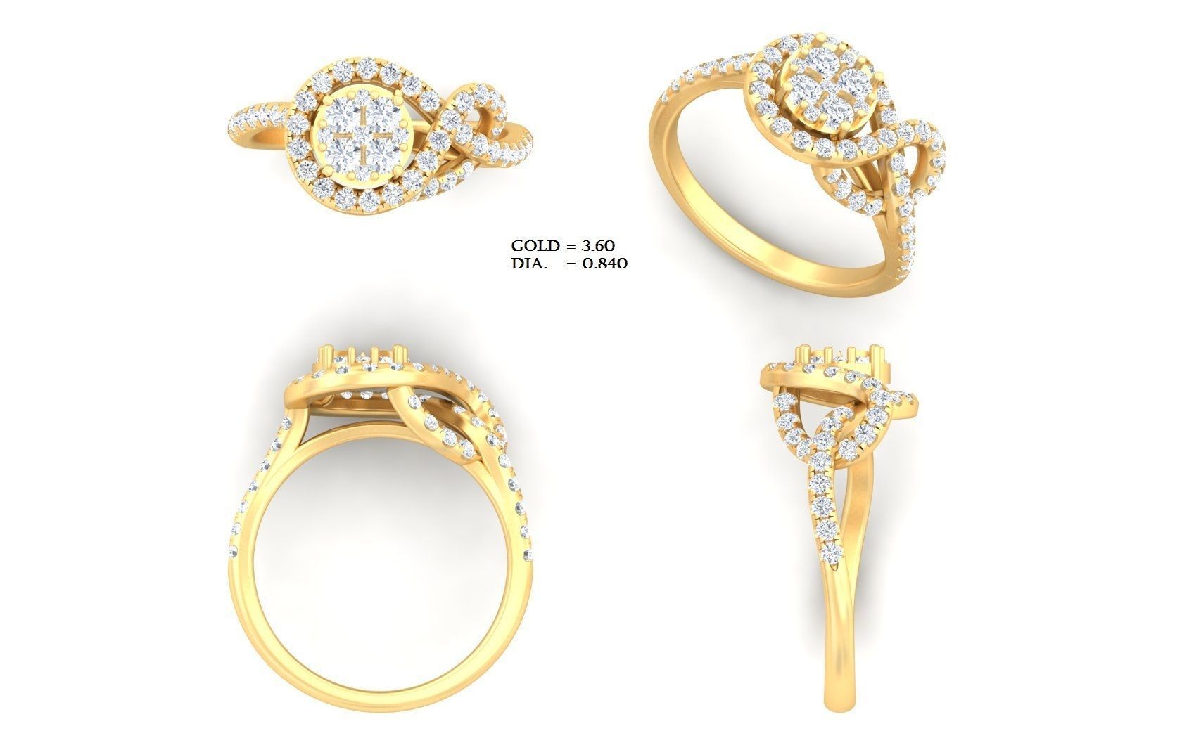  Engagement Wedding Solitaire  Ring 3D print model_3