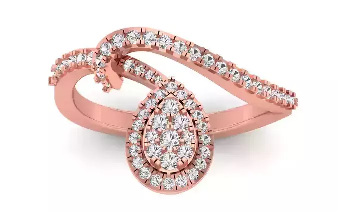  Engagement Wedding Solitaire Bypass Ring 3D print model