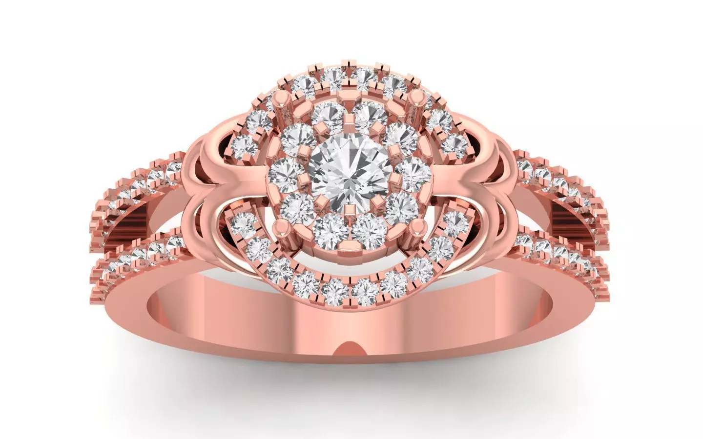  Engagement Wedding Solitaire Double Band Ring 3D print model_0