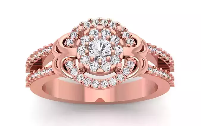  Engagement Wedding Solitaire Double Band Ring 3D print model