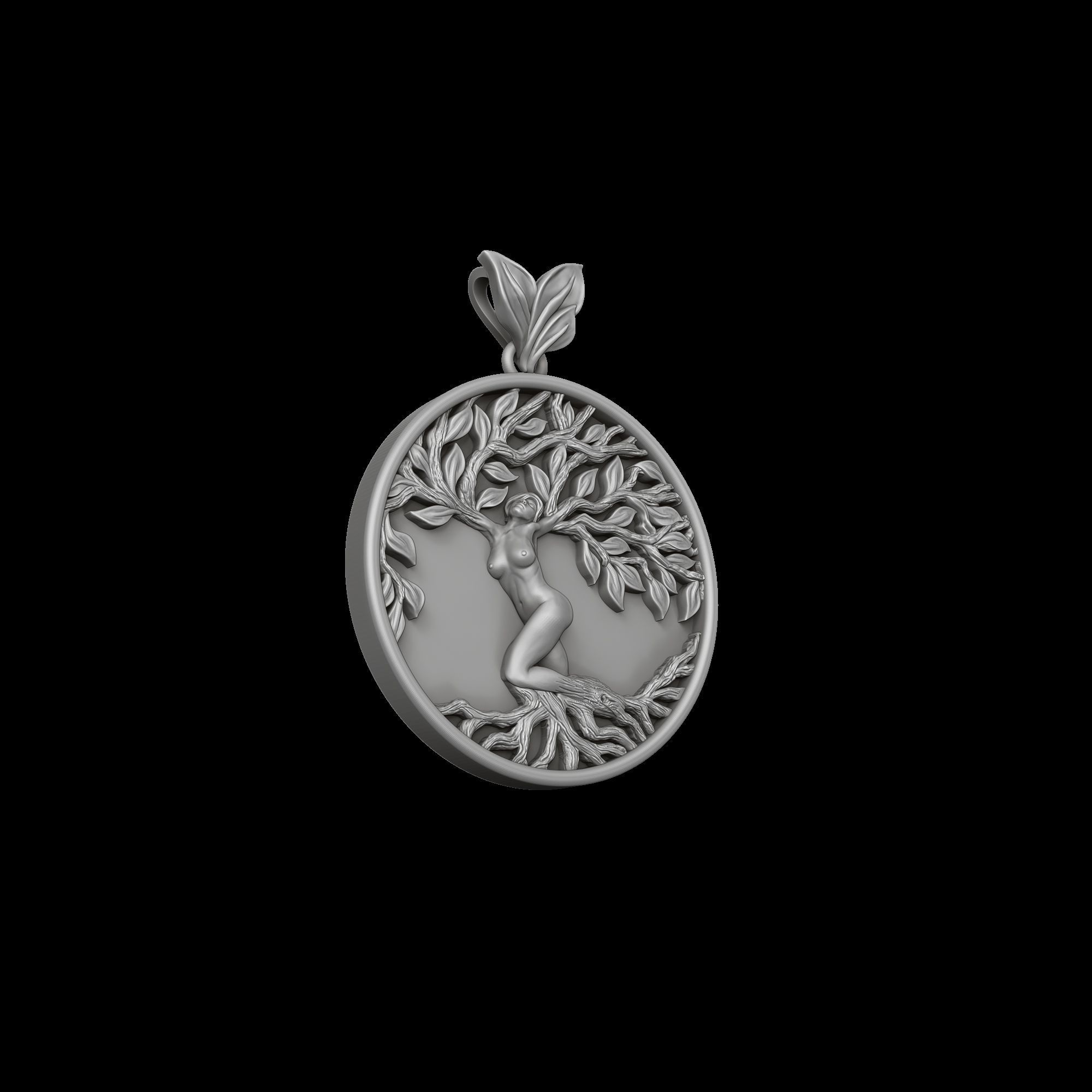 Girl Tree Of Life Pendant Version 2 3D print model_5