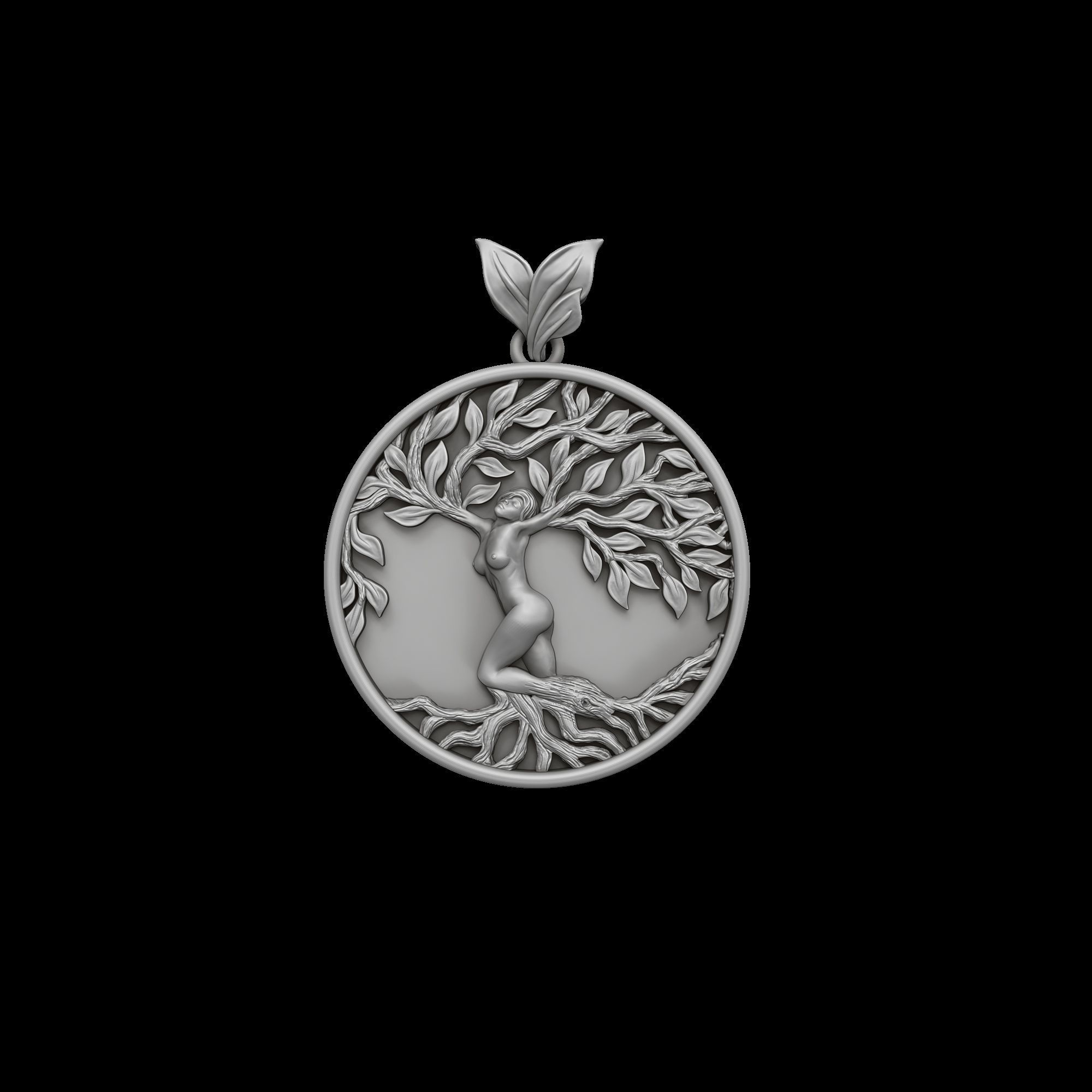 Girl Tree Of Life Pendant Version 2 3D print model_4