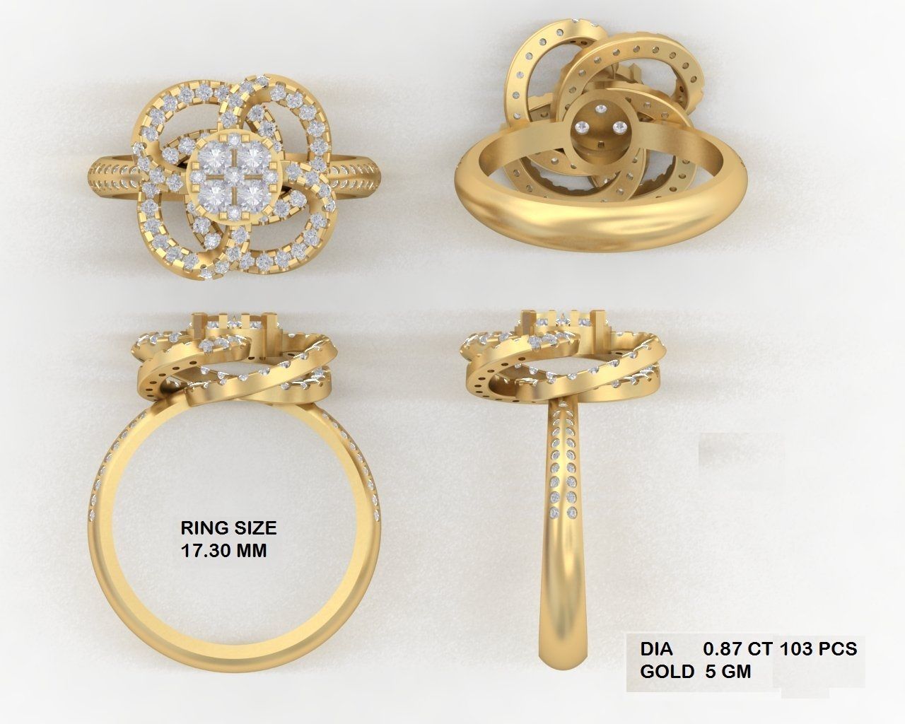  Engagement Wedding Solitaire Flower  Ring 3D print model_3