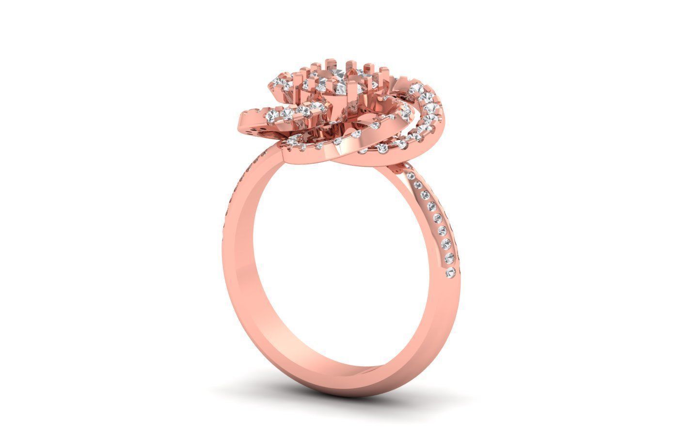  Engagement Wedding Solitaire Flower  Ring 3D print model_1