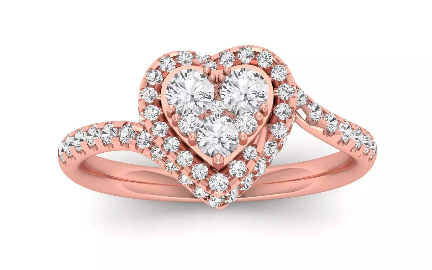 Engagement Heart Ring 3D print model_0