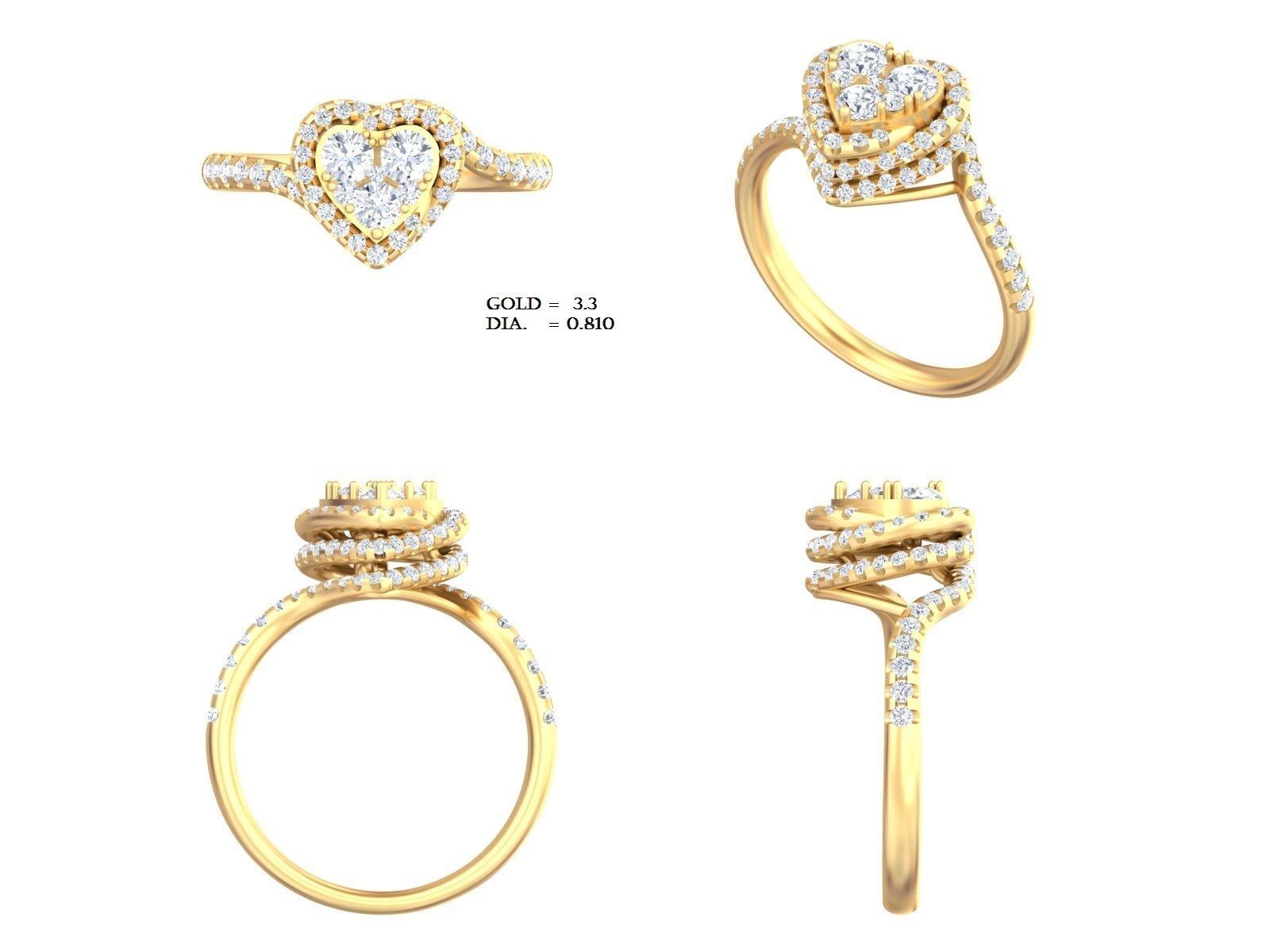 Engagement Heart Ring 3D print model_3