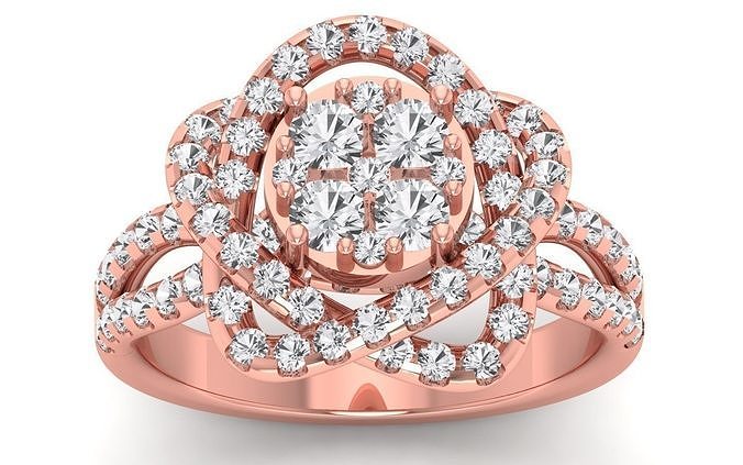  Engagement Wedding Solitaire Double Band Ring 3D print model