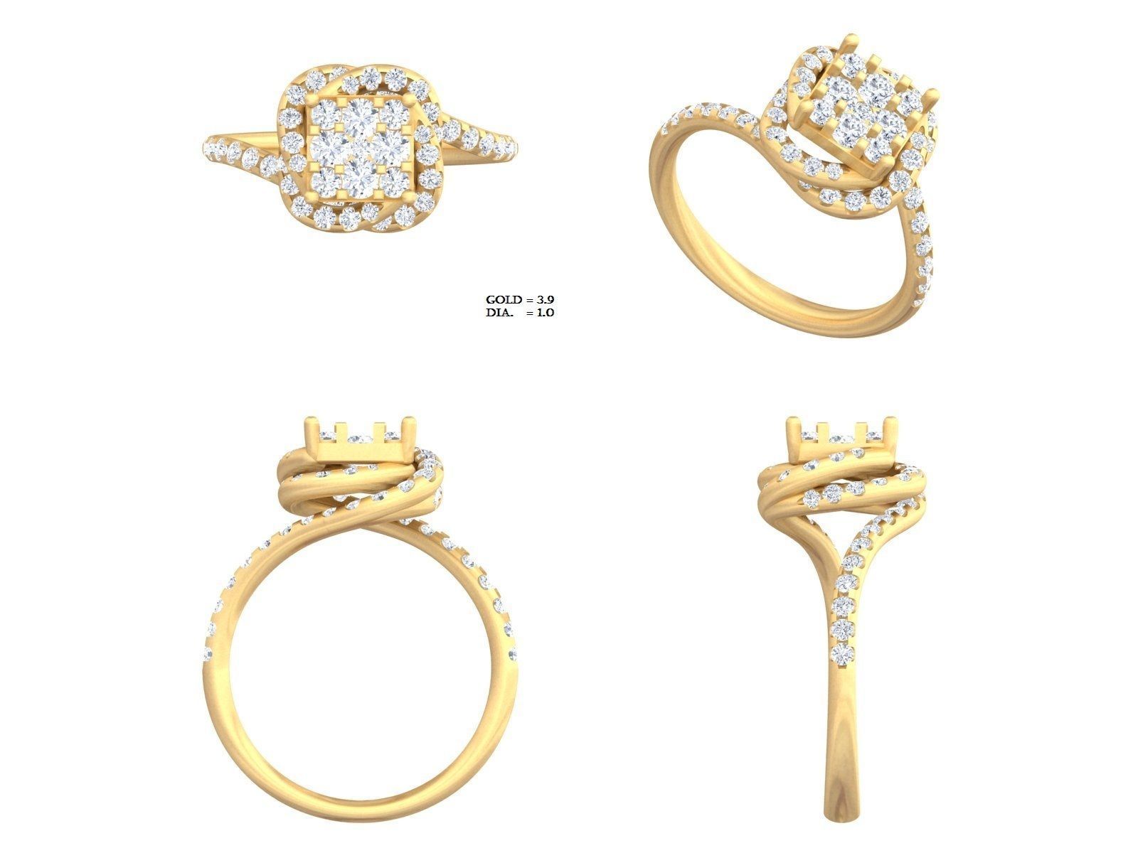  Engagement Solitaire  Ring 3D print model_3