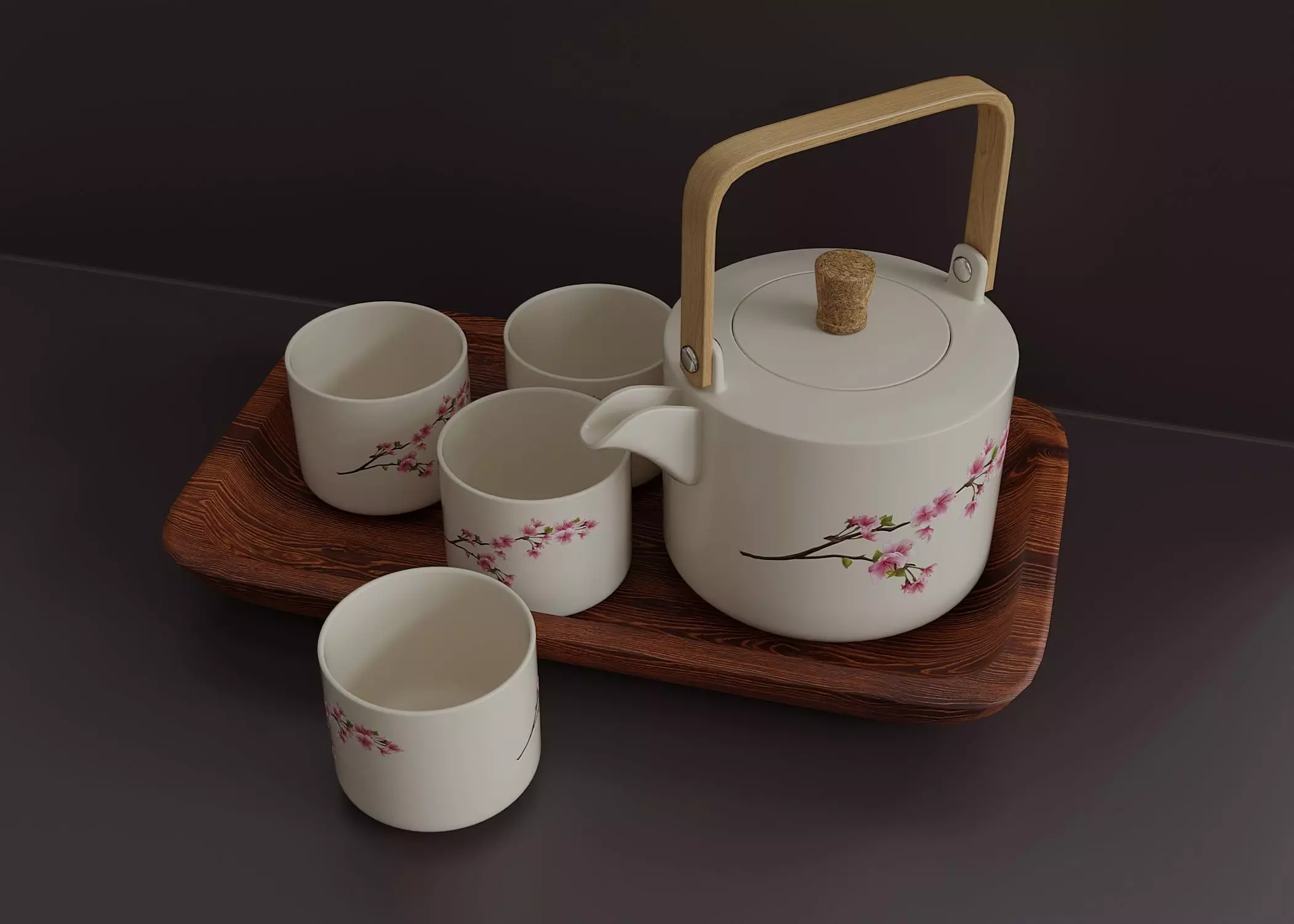 Japanese style tea set 3D model