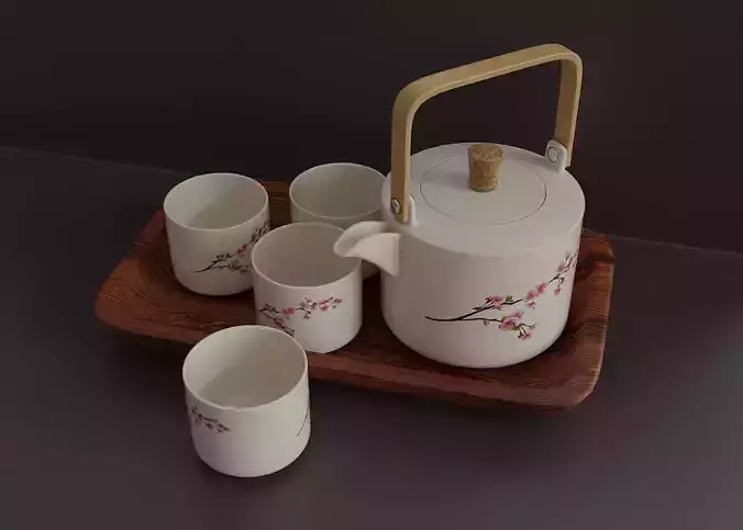 Japanese style tea set 3D model