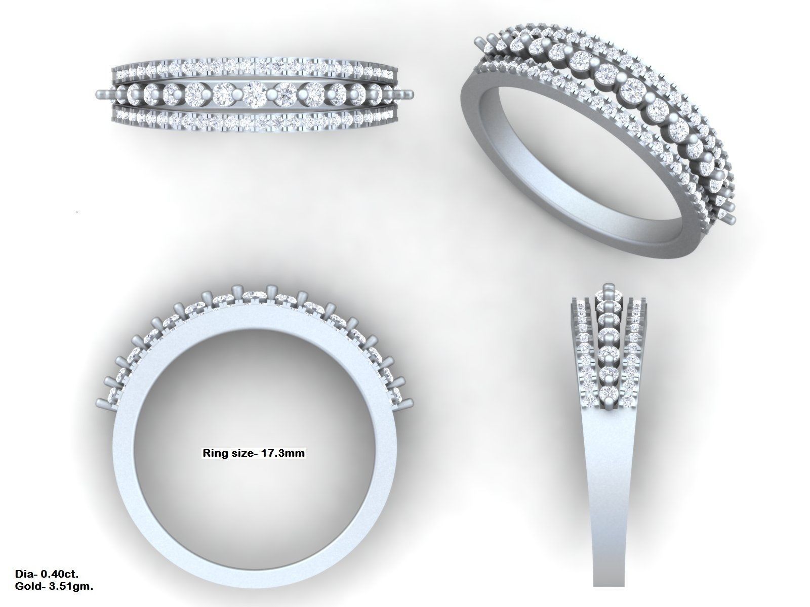  Wedding Solitaire Women Band Ring 3D print model_3