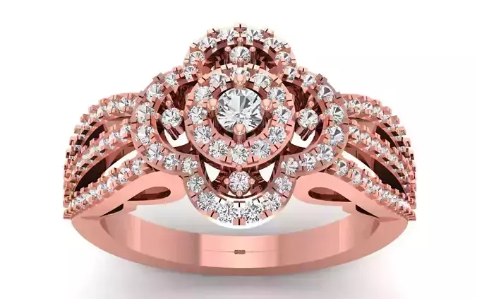  Engagement Wedding Solitaire Three Band Ring 3D print model