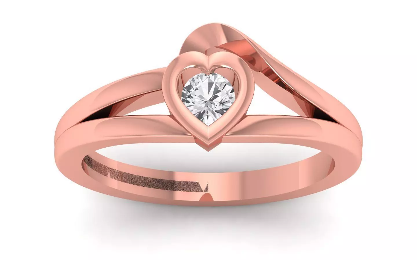 Engagement Wedding Solitaire Double Band Heart Ring 3D print model_0
