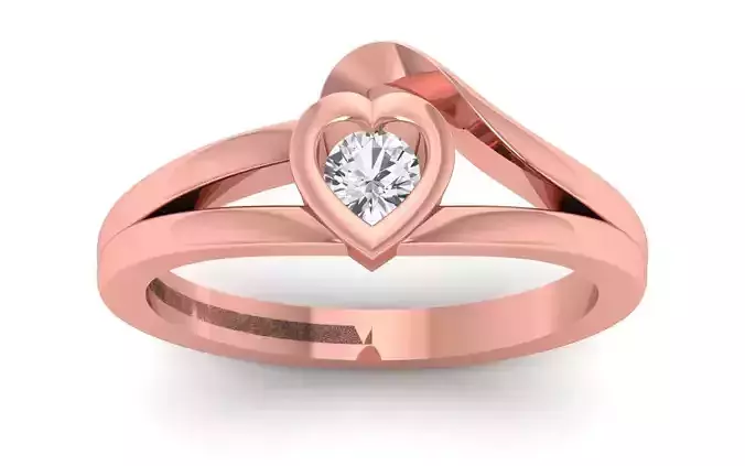  Engagement Wedding Solitaire Double Band Heart Ring 3D print model