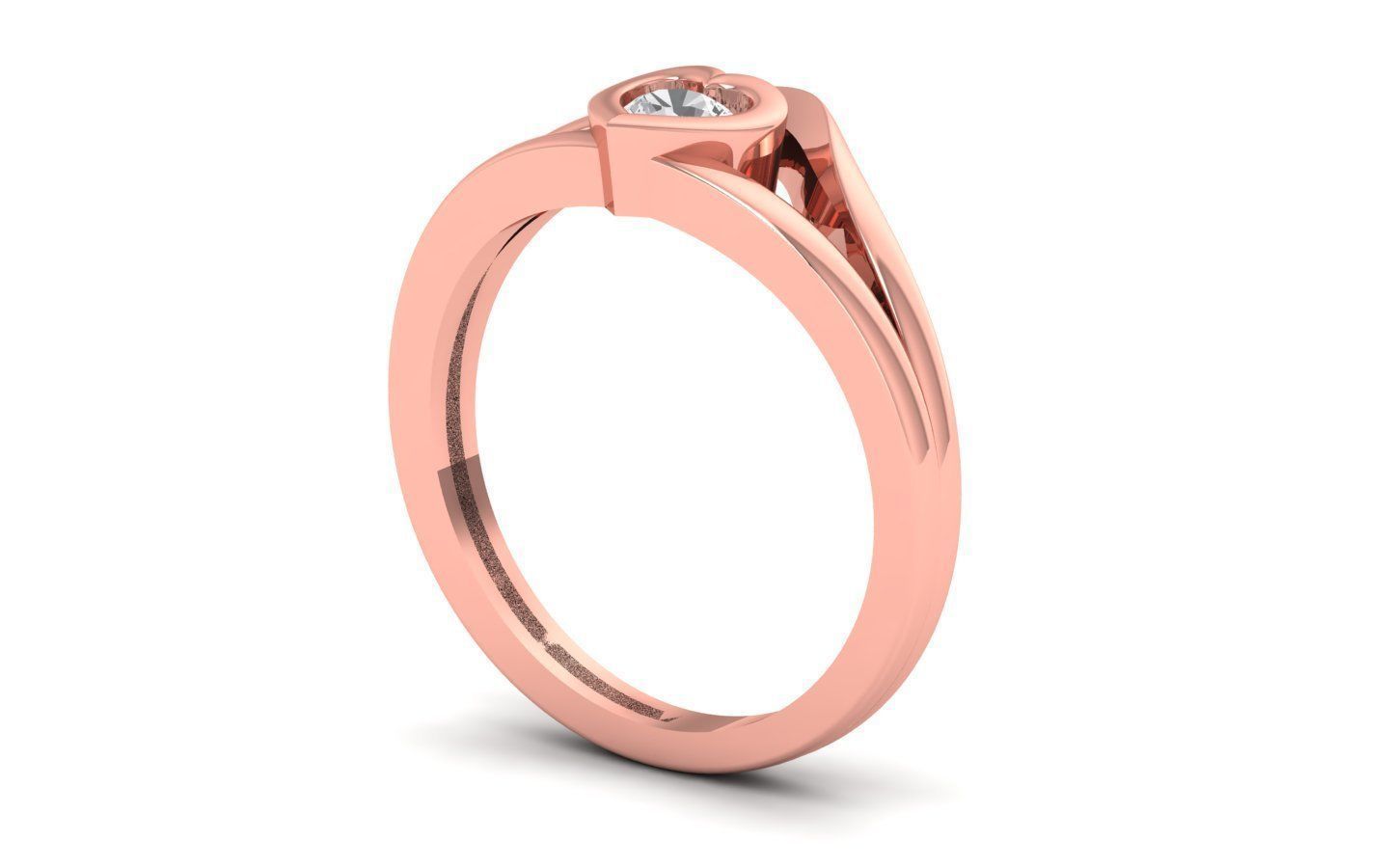  Engagement Wedding Solitaire Double Band Heart Ring 3D print model_1
