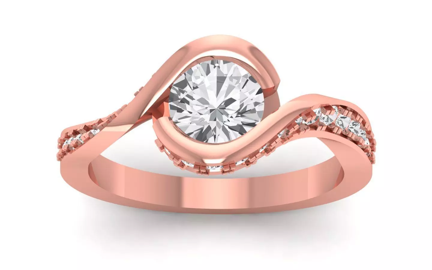  Engagement Wedding Solitaire Bypass Ring 3D print model_0