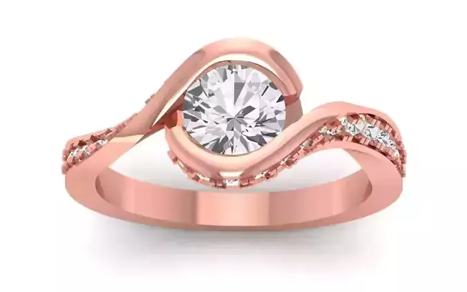  Engagement Wedding Solitaire Bypass Ring 3D print model