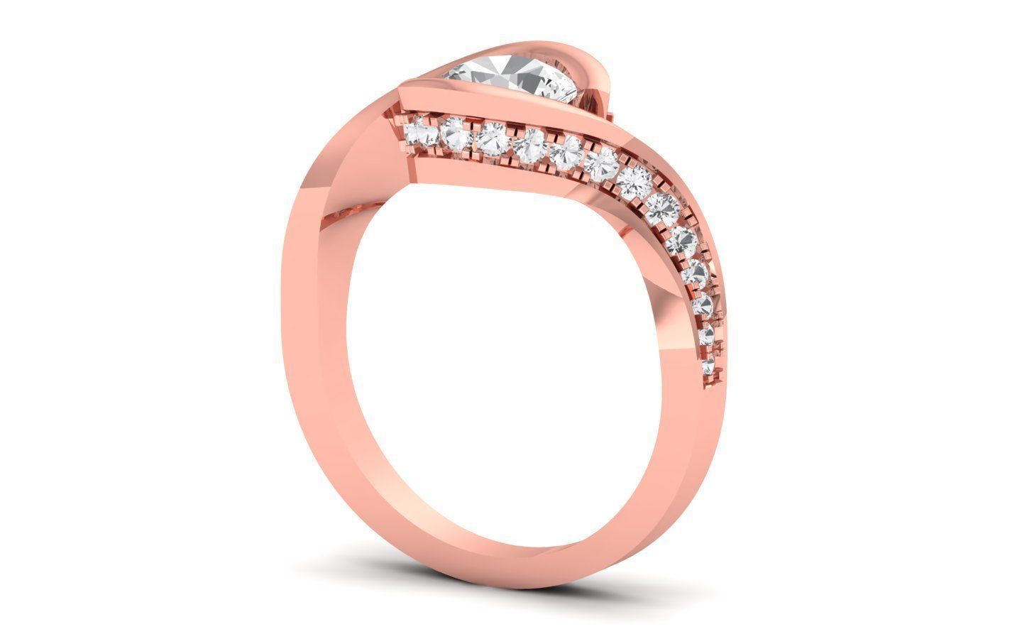  Engagement Wedding Solitaire Bypass Ring 3D print model_1