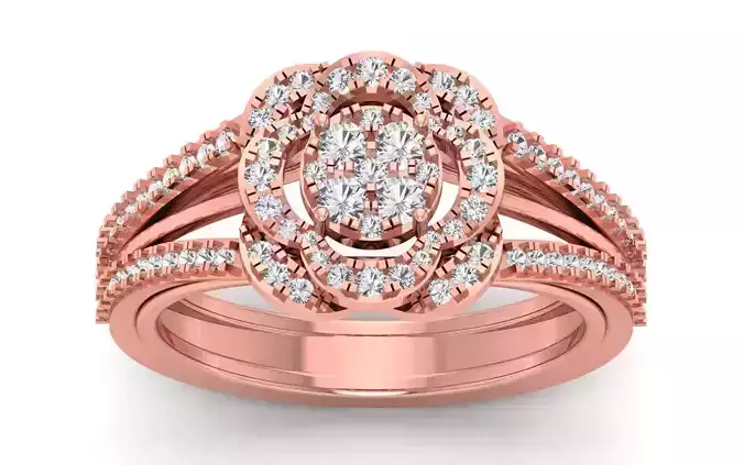  Engagement Wedding Solitaire Double Band Ring