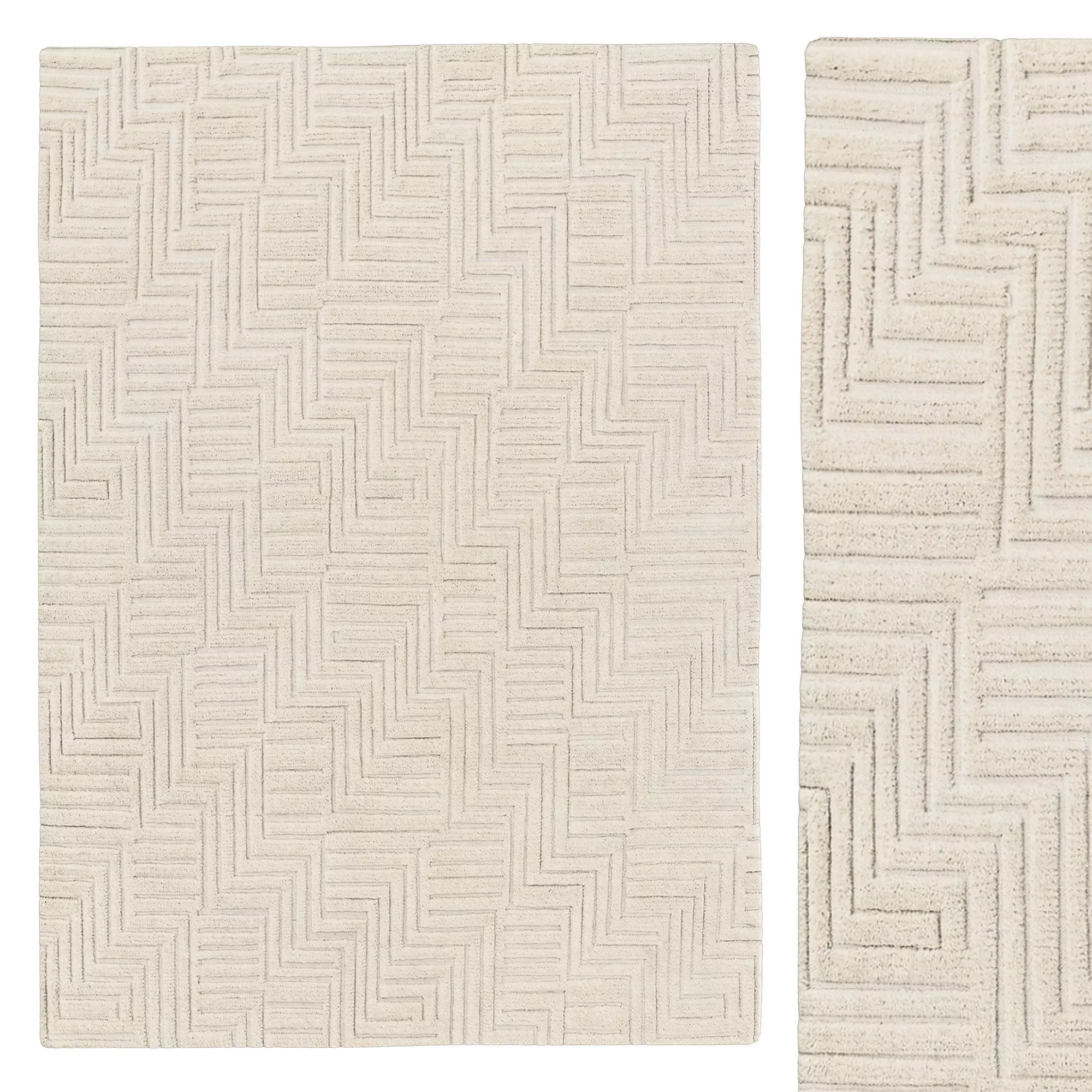 CHARA HAND-KNOTTED WOOL RUG 3D model