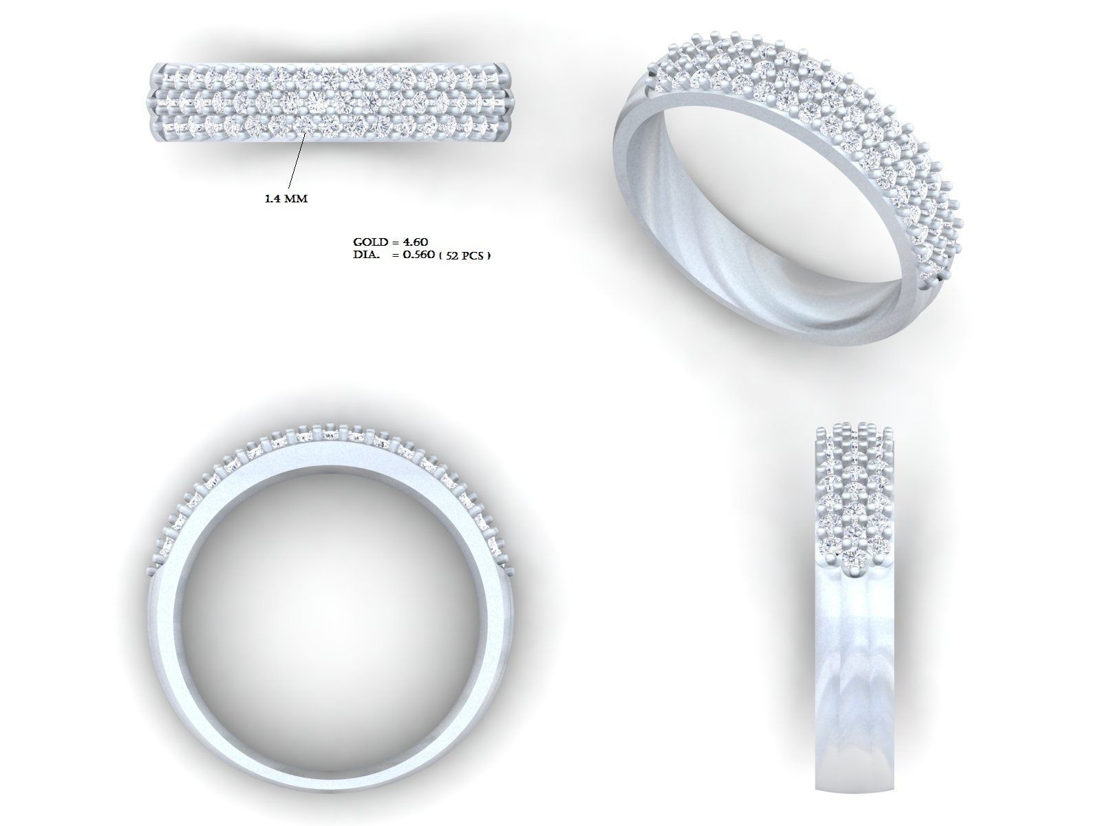  Wedding Solitaire Women Band Ring 3D print model_3