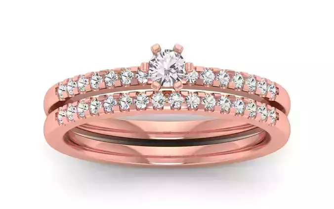  Engagement Wedding Solitaire Double Band Ring 3D print model