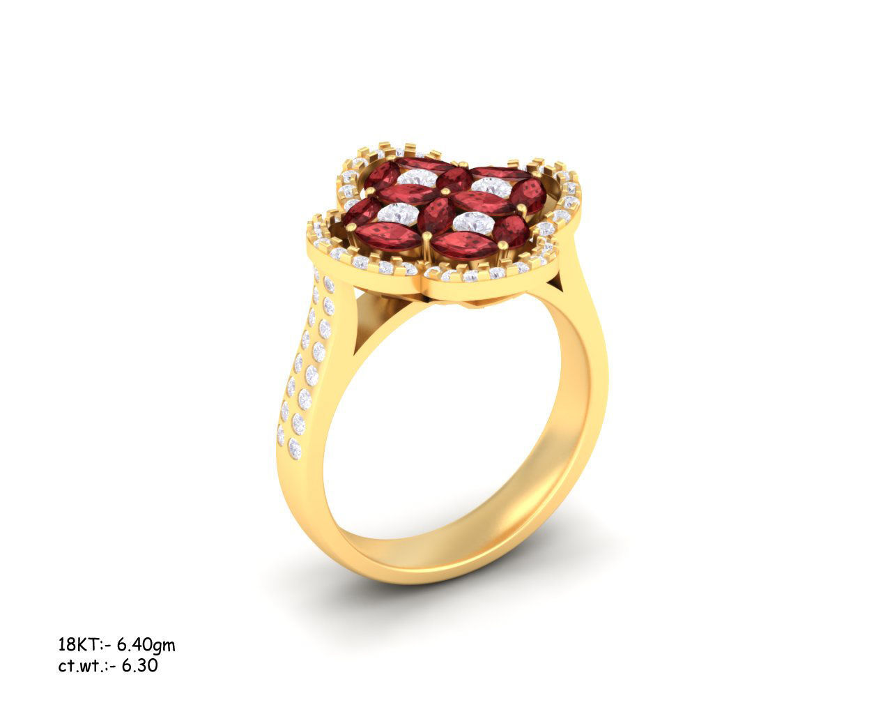  Engagement Wedding Solitaire Flower  Ring 3D print model_3