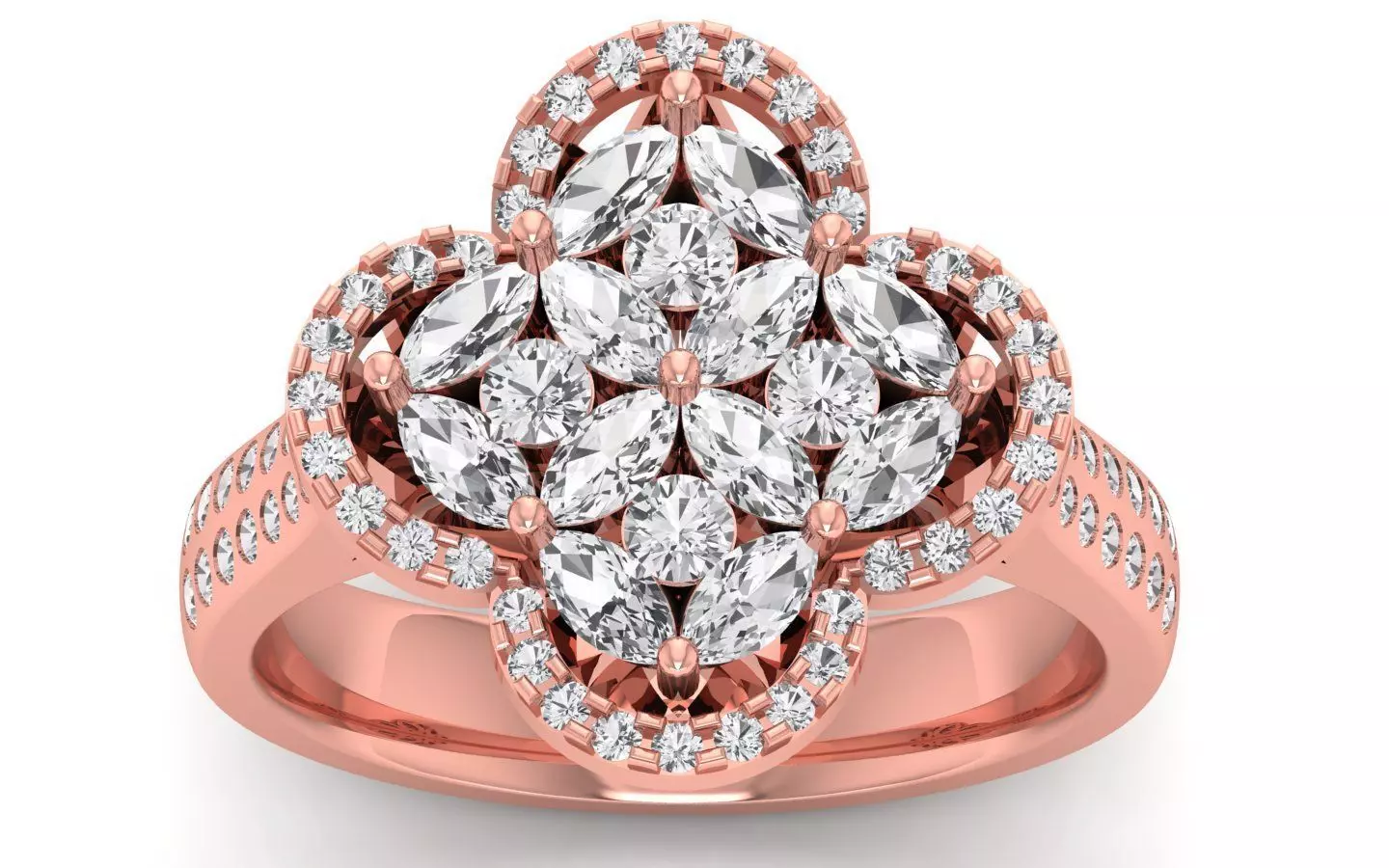  Engagement Wedding Solitaire Flower  Ring 3D print model_0