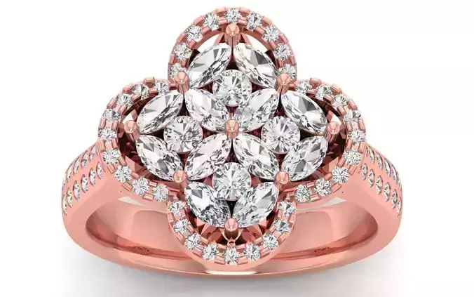  Engagement Wedding Solitaire Flower  Ring 3D print model